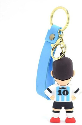 gtrp White Blue Messi 3D Rubber With Long Ribbon 01-New323 Key Chain