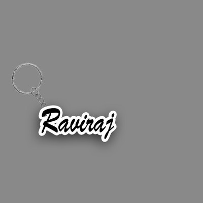 SY Gifts SYG Raviraj Name Keychain White And Black Key Chain