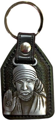 JniL Gold metal Lord Sai baba keyring with Black Leather for men & women Key Chain