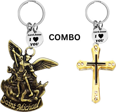 M Men Style Double-Sided Saint Michael Keychain – Jesus Christ Key Ring Medal Com648-674 Key Chain