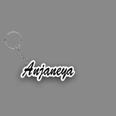 SY Gifts SYG Anjaneya Name Keychain White And Black Key Chain