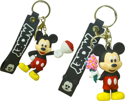 MIKADOECOM Mickey Mouse Combo Keychain – Disney Cartoon Set | Rubber Key Rings (Set of 2) Key Chain