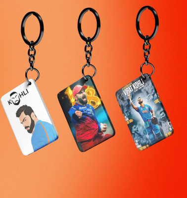 TheWhoop Virat Kohli Both Side Printed Pack Of 3 For Cricket Fans, Bike Car(Set Of 3) Key Chain