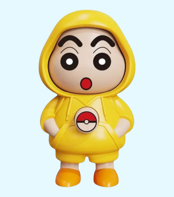 AirSoft Cartoon Shinchan Funny Desk Toy Expression Change Cute Yellow Hoodie Collectible Key Chain