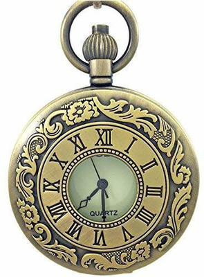 GKCH keychain-Golden Vintage Pocket Clock Watch Metallic Key Chain