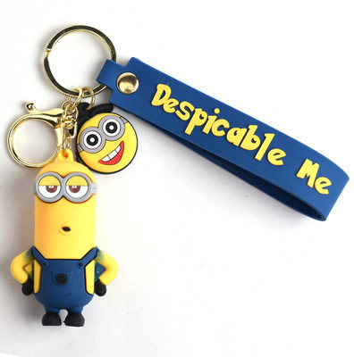 Daiyamondo Despicable Me Minion Blue Long Double Eye 3D keychain With Long Ribbon Key Chain