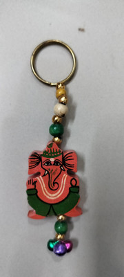 SVGG DECORS Wooden Ganesh Ji Carved And Painted Key Chains Set Of 1 Pc Key Chain