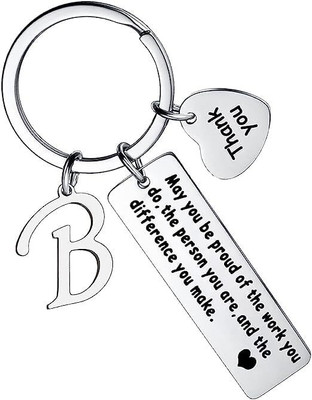 Artisans Crafted Thank You Keychain With Initial Letter Pendant B Key Chain