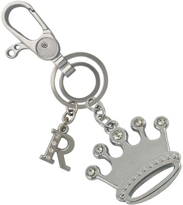 SHOKY LOOKS Beautiful Diamond Princess Crown With R Letter Locking Lock Key Chain