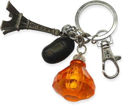 RV Mart Glow in Dark Diamond Metal Eiffel Tower Paris Key Chain Keychain Orange Key Chain