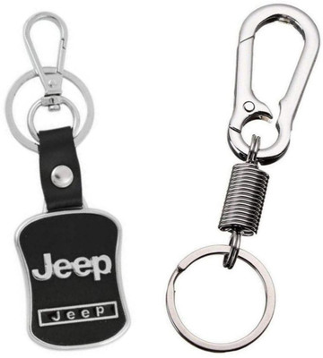 Jainsburys Combo of Jeep Leather Keychain & Steel Bukkle Hook keychain Key Chain