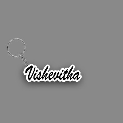 SY Gifts SYG Vishevitha Name Keychain White And Black Key Chain