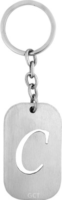 GCT English Alphabet Letter C (KC-60) Silver Metal Name Keychain for Car Bike Men Key Chain