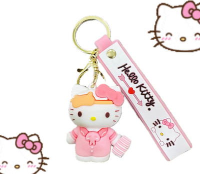 SRG Hello Kitty with Bow Keyring with Strap Baby Pink Key Chain