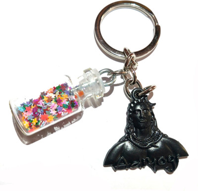 ShopTop Glitter bottle with Adiyog keyring for men and women Key Chain