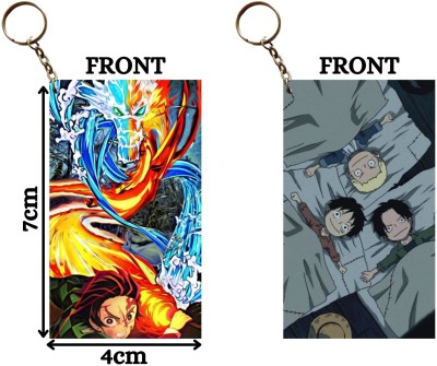 Hariyaali Enterprises LLP TANJIRO FIRE AND WATER BREATHING X LUFFY ACE AND SABO Unique Style 2 pcs ComboW Key Chain