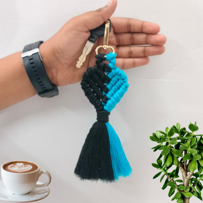 Tailored knots Macrame Handmade Dual Tone Heart Shape Keychain Key Chain