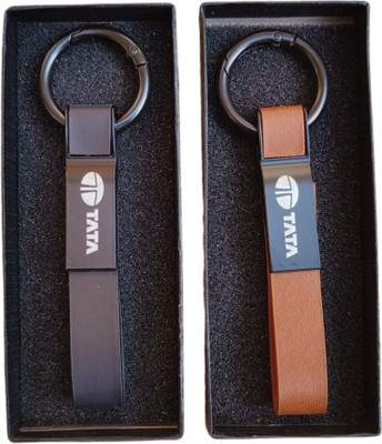 JNV Stylish | Unique Leather Keychain Compatible With TATA Cars | Pack Of 2 | Key Chain