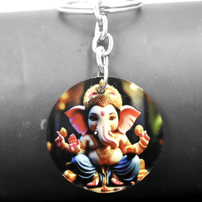 AFH Lord Mangelmurti Ganesha Red Religious Acrylic Keychain for Men and Women Key Chain