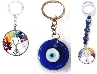 Fikup Tree of life Keychain made with Natural seven Chakra Gemstone Key Chain