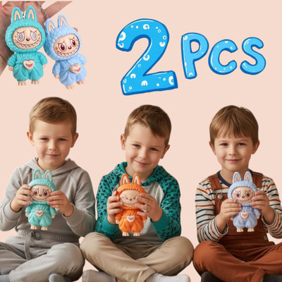 FlyTouch Labubu 2-Piece Keychain Set – Mood Changing Mini Toy, Bag & Key Accessory Key Chain