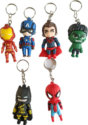 WHITE POPCORN PACK OF 6 SUPER HERO KEYCHAIN Key Chain