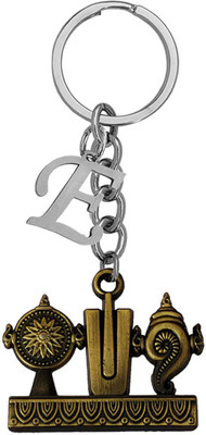 M Men Style Lord Tirupati Balaji Shanku Chakra Namam Initial Letter Alphabet -E SKey2022451 Key Chain