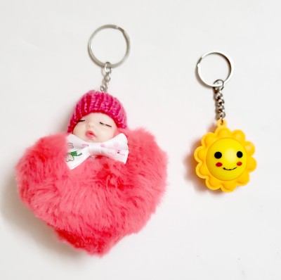 ShopTalk Sleeping baby doll with sun smiley Key Chain