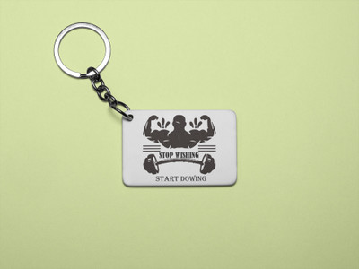 Rushaan Stop Wishing, Start Dowing (BG Black) - Printed Acrylic Keychain (Pack Of 2) Key Chain