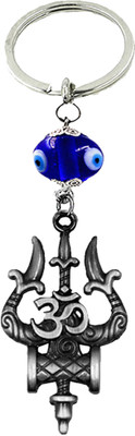 AFH Trishul Damaru Om Evil Eye Grey Religious Keychain for Men and Women Key Chain