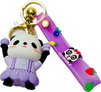 GKM Cute Baby Panda Grape theme 3D keychain with hook & strap Key Chain