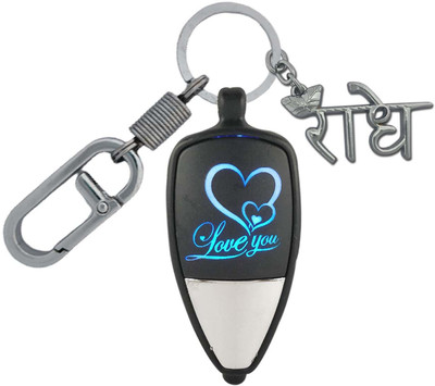 HANDSOME ISK High Quality love you massage Light Reflection With Metal Radhe Locking Lock Key Chain