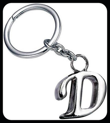 gtrp Trendy-Alphabet Letter D Metal Keychain Keyring Silver D Key Chain