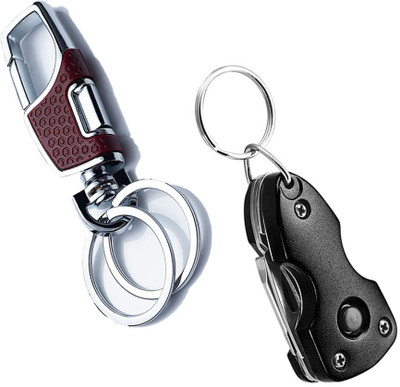 StealODeal Red metal hook with Black Multi-Tools Keychain Key Chain