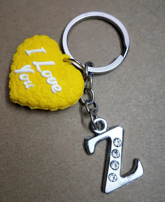 ShopTop Yellow Heart With Z Letter Bike Key Chain 01 Key Chain