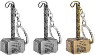 gtrp keychain-Set of 3 Thor Hammer Gold and Silver Key Chain
