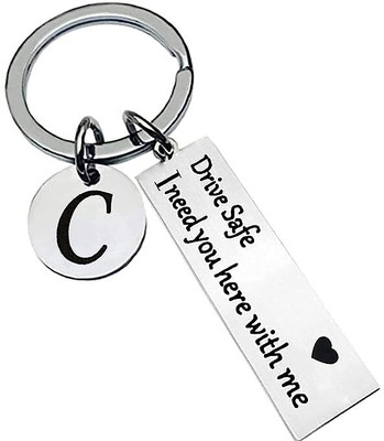 MOHIT CRAFT C latter Drive Safe Keychain Gifts for Boyfriend Couple Husband Dad Birthday Key Chain