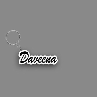 Prihit NEW_BBG Daveena Name Keychain White And Black Key Chain