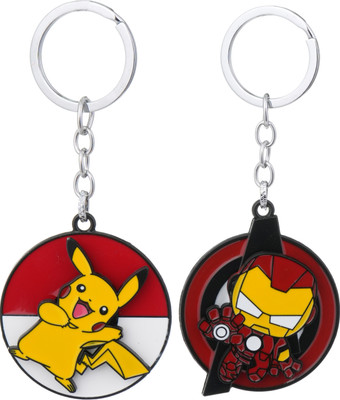 twilight shine Rotating Keychain Set : Pikachu and Iron Man Key Chain