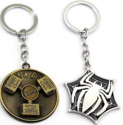 Jainsburys Combo of Thor hammer Rotating keychain & Animal Spider Rotating keychain Key Chain