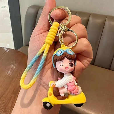 SRG Cute rubber on Yellow Scooter Keyring with charm Key Chain