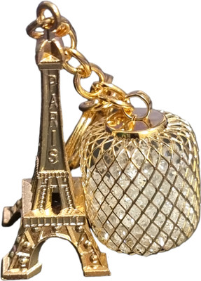 TechBytesRetail Premium Stainless Gold Crystal Keychain for Girls (Eiffel Tower With Round Cage) Key Chain