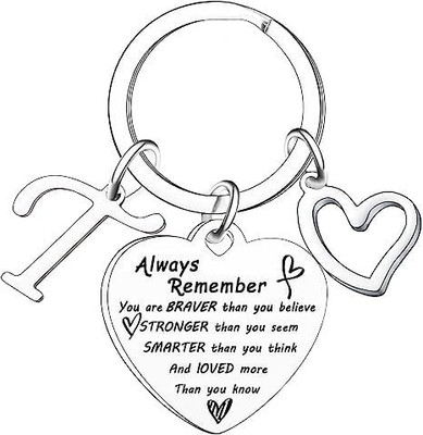 Artisans Crafted T – Heart Keychain with Initial Letter_Inspirational Gifts Key Chain