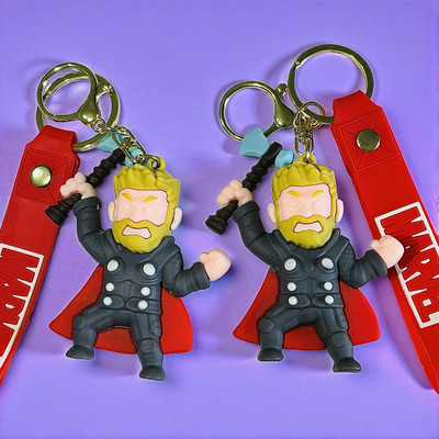 cutieclicks Thor Marvel Superhero Keychain Combo | 3D Rubber Action Hero Keyrings Key Chain