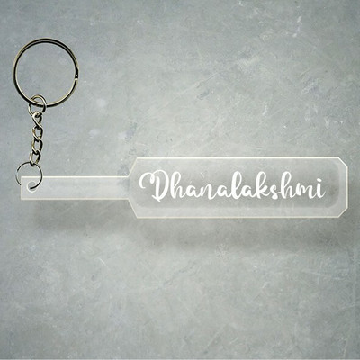 SY Gifts Cricket Bat Logo Design With Dhanalakshmi Name Key Chain