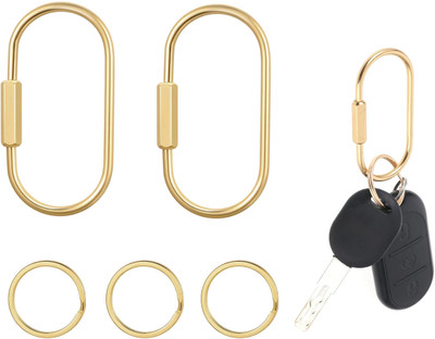 Verilux 2Pcs Oval Carabiners Lock Copper D Ring for Keys Hanging Key Chain
