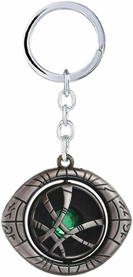 gtrp Rotating Spinner Eye Design with Green Stone Alloy Keychain (Silver Spinner) Key Chain