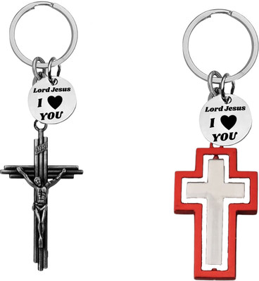 M Men Style Jesus Cross & Silver Hollow Cross Keychains SkeyCom670-678 Key Chain