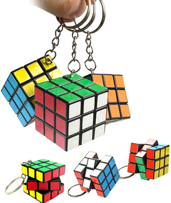 CR STORES 4pcs Mini 3*3*3 Cube Keychain for Kids Magic Cube Keychains(pack of 4) Key Chain