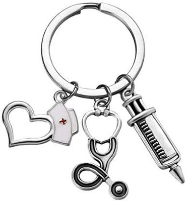 Bodytech Doctor Syringe Stethoscope Injection Keychain Keyring Key Chain
